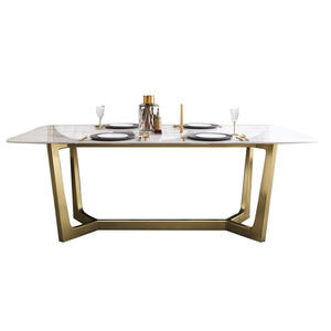 Mesa de Comedor Italiana Cuadrada de Piedra Sinterizada de Lujo con Base para 4-6 Personas para Hogar, Hotel, <span class=keywords><strong>Restaurante</strong></span> - Product Image 3