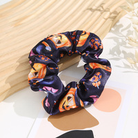 Élastique à cheveux vintage en tissu imprimé, série Halloween Crâne Citrouille, accessoire pour queue de cheval