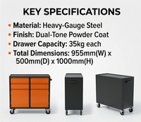 Armoire à outils mobile robuste en acier avec tiroirs verrouillables, chariot à outils industriel pour garage, personnalisable OEM