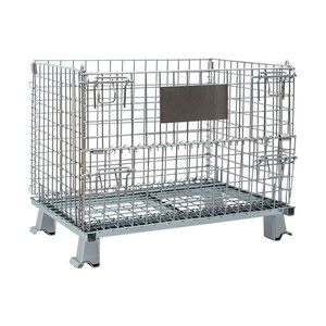 Cages de stockage en acier rigide à mailles métalliques, pliables et empilables, avec revêtement en poudre, pour la logistique, capacité de 500 kg à 1000 kg - Product Image 1