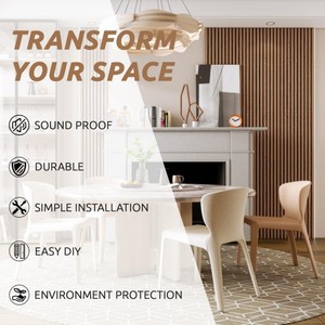Panel Acústico de Madera Ranurada al por Mayor, Paneles de Tratamiento de Pared con Cancelación de Ruido, MDF Ignífugo 2400*600mm, Panel de Pared de Nogal - Product Image 4