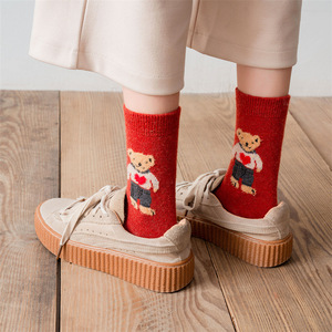 Wholesale Bulk Winter Cute <strong>Teddy</strong> <strong>Bear</strong> Cartoon <strong>Socks</strong> Women Comfy Warm Wool Crew <strong>Socks</strong> - Product Image 5