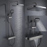 Ensemble de douche mural Azeta en métal avec mitigeur, système de douche pluie et cascade, ensemble complet pour salle de bain