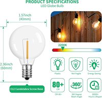 Ampoule à filament LED vintage Edison G40 de haute qualité, à intensité variable, avec télécommande pour le remplacement de lampes de jardin