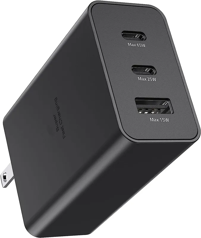 Pengisi daya dinding Super cepat tipe C, keluaran baru 65W/25W/15W Trio EU/US plug USB C adaptor perjalanan untuk Samsung Galaxy S22 S22 + Ultra