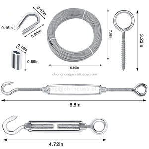 Kits de Suspensión de Luces con Cable de Acero Inoxidable de 7x7 Hilos, Tensor de Cable para Barandilla de Cubierta, Kit de Tensión de Cable de 1/8 Pulgadas - Product Image 2