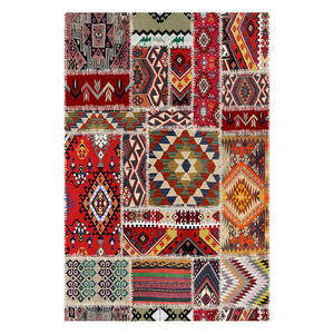 Tapis de porte rectangulaire antidérapant style ethnique patchwork, tapis de salle de bain, tapis d'entrée, tapis de porte d'entrée, design rétro américain - Product Image 1