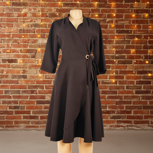 Robes de carrière à manches courtes, couleur unie, avec volants et taille haute, style ample pour femme, idéales pour le bureau - Collection <span class=keywords><strong>Africaine</strong></span> - Product Image 1