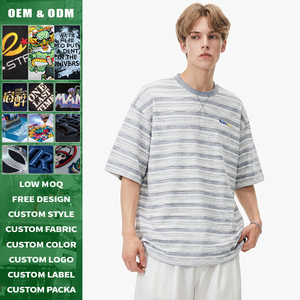 T-shirt japonais Cleanfit à rayures colorées et col rond pour homme, coupe décontractée, été, simple, respirant, doux, décontracté, polyvalent - Product Image 1