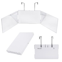 Miroir LED autoportant pliable à trois faces avec interrupteur tactile, design moderne, pour la coupe de cheveux à domicile, vente en gros transfrontalière