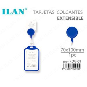 Porta Badge Retrattile ILAN 70x100mm Blu, Porta Tessera Estensibile - Product Image 1