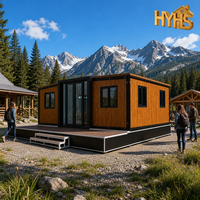 20FT Vorgefertigte Holzhütte mit Giebeldach, Dunkelbraune Holzwände, Gartenhaus für Draußen, CE & AS/NZS-konform, Maßanfertigung Möglich