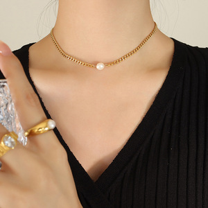 สร้อยคอสแตนเลส18K PVD ชุบทองพร้อมจี้มุกน้ำจืดธรรมชาติ | กันน้ำและไม่ก่อให้เกิดอาการแพ้ - Product Image 5