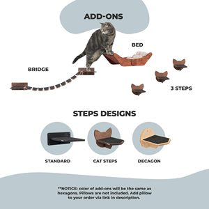 Cama rústica de lujo para gatos de interior, cama para gatos montada en la pared, percha de madera maciza, hamaca moderna para gatos, rascador multifuncional - Product Image 6