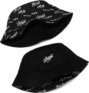 Chapeau Bob Réversible à Large Bord Personnalisable avec Logo Imprimé Lettres Coton Délavé Unisexe Style Japonais Coréen Chapeau de Soleil d'Été Décontracté pour Voyage - Product Image 6