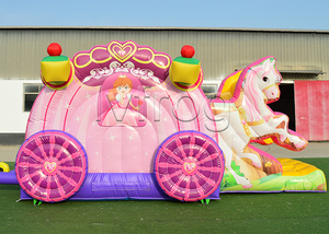 Château <span class=keywords><strong>gonflable</strong></span> commercial combiné avec toboggan et chaise de <span class=keywords><strong>princesse</strong></span>, thème licorne, pour location extérieure - Product Image 2