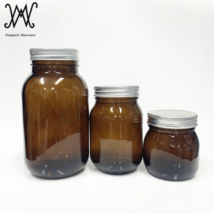 8Oz 16Oz 32Oz Thường Xuyên Miệng Rộng Amber Màu Glass <span class=keywords><strong>Mason</strong></span> Lọ Với Kim Loại Vít Nắp Cho Thực Phẩm Lưu Trữ Lightproof - Product Image 2