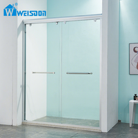 Weisdon Prix de gros Porte de douche coulissante en verre trempé Salle de douche en aluminium encadrée