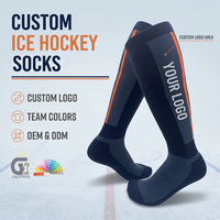 Chaussettes de hockey sur glace personnalisées avec logo, tricotées, rembourrées, protection des genoux, compression respirante, chaussettes d'équipe de hockey OEM ODM
