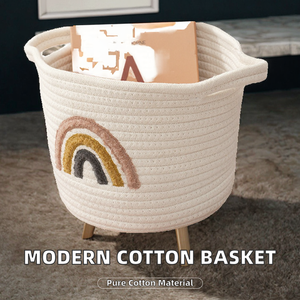 Creative Portable Modern Durable Eco-Friendly Cotton <b>Rope</b> Woven Multifunctional <b>Basket</b> for Cosmetics Books Magazines <b>Storage</b> - Product Image 2