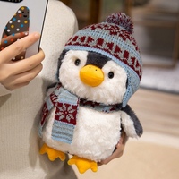 Peluche pingouin mignon pour l'hiver, peluche pingouin douce et moelleuse avec bonnet et écharpe en tricot pour enfants, décoration de Noël pour la maison, cadeau de fête