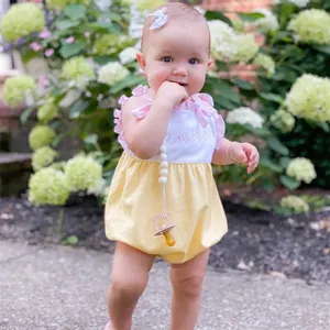 Groothandel Zomer Peuter Bubble Romper Custom Een Stuk Verjaardag Outfit Baby Meisje Bubble