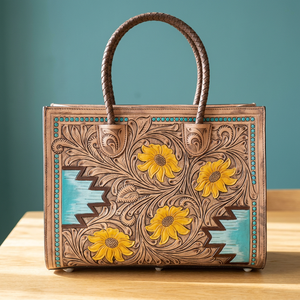 BS INTERNATIONAL Ladies Eco-Friendly Genuine Leather Clutches Handbags Waterproof Zipper Geometry Pattern Embroidery Daily - Product Image 1