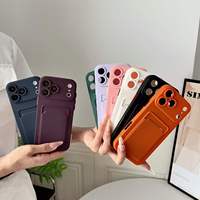 Étui de téléphone avec fente pour carte pour iPhone 18 Pro Max 17 Air 16 Plus 15 14 13 12 11 XR, coque de protection souple en TPU, résistante aux chocs, douce pour la peau