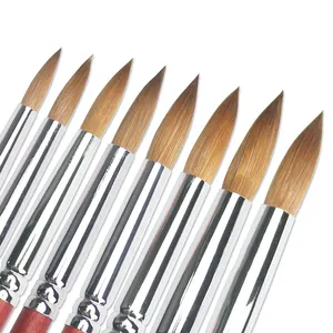 round art brush set ,Private Logo 100% Kolinsky Hair Acrylic Nail Art Brush Mink Animal Manicure Brush Supplier