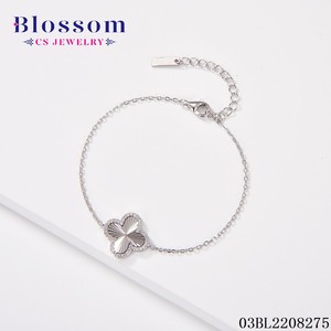 Blossom CS เครื่องประดับขายดีสร้อยข้อมือ925เงินสเตอร์ลิงสี่ใบโคลเวอร์สร้อยข้อมือเพทายเปลือกหอยนำโชคสำหรับผู้หญิงเครื่องประดับที่ดี - Product Image 5