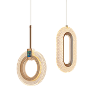 Lampe suspendue LED moderne simple minimaliste nordique en fer doré à hauteur réglable pour chambre principale éclairage de chevet tailles moyennes