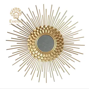 Espejo decorativo para pared de hotel y baño, cristal metálico dorado de alta calidad para interior clásico