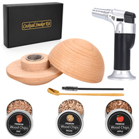 Kit de fumage pour cocktails avec torche, 3 types de copeaux de bois naturels pour infuser le bourbon, le vin, la viande, les cocktails, les boissons, accessoires de bar