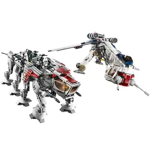 05053 Star Republic Dropship Com AT-OT Walker Set 1808 PCS Building Blocks Bricks Toy Para Crianças Presentes de Aniversário 10195