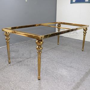 2025 venta al por Mayor moderno de lujo rectangular de vidrio de acero inoxidable boda Vip comedor sillas y mesas de fiesta para eventos venta - Product Image 6