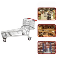 Chariot de courses robuste avec panier métallique, chariot de supermarché, chariot de rangement grande capacité