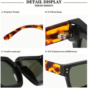 Gafas de Sol Polarizadas Cuadradas con Logotipo Personalizado, Retro 2025, Montura Gruesa TR90, Protección UV400, para Hombre y Mujer - Product Image 6