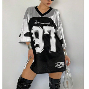 <span class=keywords><strong>Abiti</strong></span> sportivi personalizzati da donna <span class=keywords><strong>estivi</strong></span> di alta qualità con scollo a V cerotti atletici StreetStyle T-Shirt abito <span class=keywords><strong>oversize</strong></span> - Product Image 1