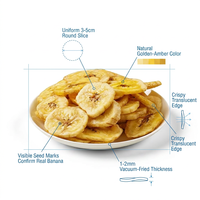 Natuurlijk vacuümgefrituurde bananenchips, knapperige gouden gedroogde fruitsnack, OEM groothandel, gezonde gedroogde voedingsmiddelenleverancier