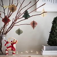 Décorations de fête de Noël 3D Mini paillettes bord papier nid d'abeille lanterne ornements suspendus pour arbre de noël fête du nouvel an