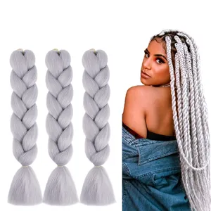 Factory Wholesale 24 inch 100g Ombre Jumbo Braiding Hair Extension Yaki Style Box Braids Synthetic