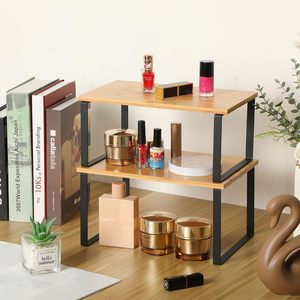 Étagère de rangement en bois Jiada à 2 niveaux pour cuisine, organisateur de bureau, étagère à épices pour ustensiles de cuisine - Product Image 3