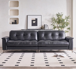 Juego de Sofás de Estilo Moderno de Mediados de Siglo, Tres Plazas, Respaldo Recto, Patas Altas, para Sala de Estar, Tamaño Pequeño, Retro, Minimalismo Italiano, Negro - Product Image 1