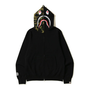 Cardigan zippé camouflage tête de requin 400g épais, unisexe, 100% coton, avec capuche et lumière nocturne intégrée - Product Image 5