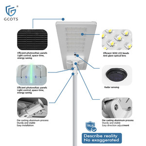 ไฟถนนโซลาร์เซลล์แบบ All-in-one LED IP65 โครงอะลูมิเนียม พร้อมเซ็นเซอร์เรดาร์ ประหยัดพลังงาน แสงสีขาว 6000K รับประกัน 3 ปี - Product Image 2
