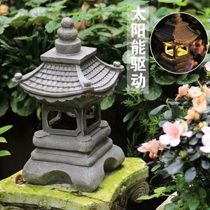 Résine Artisanat Solaire Pierre Tour Extérieure Jardin Lumière Palais Japonais lanterne <span class=keywords><strong>Zen</strong></span> Jardin Paysage Cour Jardin Décor - Product Image 5