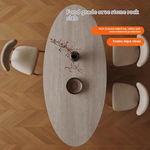 Pháp Retro rắn gỗ bàn ăn căn hộ lớn hộ gia đình hiện đại hình bầu dục hình chữ nhật phòng khách ăn đá khách sạn - Product Image 4