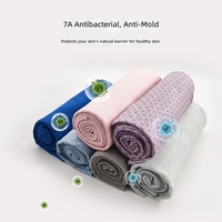 Serviette de yoga en polaire double face, antibactérienne, douce pour la peau, antidérapante, avec envers en silicone, absorbant la transpiration, pour le commerce transfrontalier