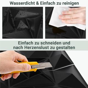 Panneaux muraux en PVC géométriques noirs à prix d'usine, imperméables, texturés, décoratifs pour salon, hôtel, bureau, intérieur - Product Image 6