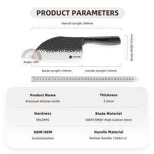 <span class=keywords><strong>Couteau</strong></span> de cuisine haut de gamme LITTLE COOK, lame martelée en acier à haute teneur en carbone 50CR15MOV, 170 mm, <span class=keywords><strong>couteau</strong></span> de <span class=keywords><strong>chef</strong></span>, manche creux - Product Image 4